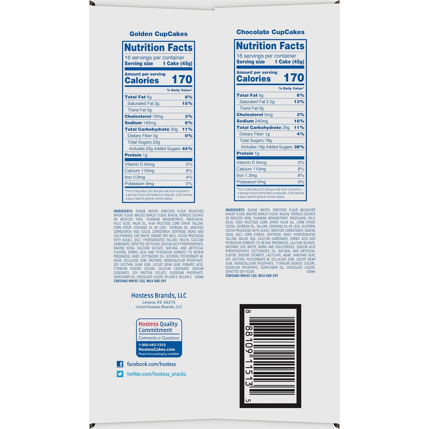 Hostess Chocolate Cupcakes & Golden Cupcakes Variety Pack (32 Ct.)