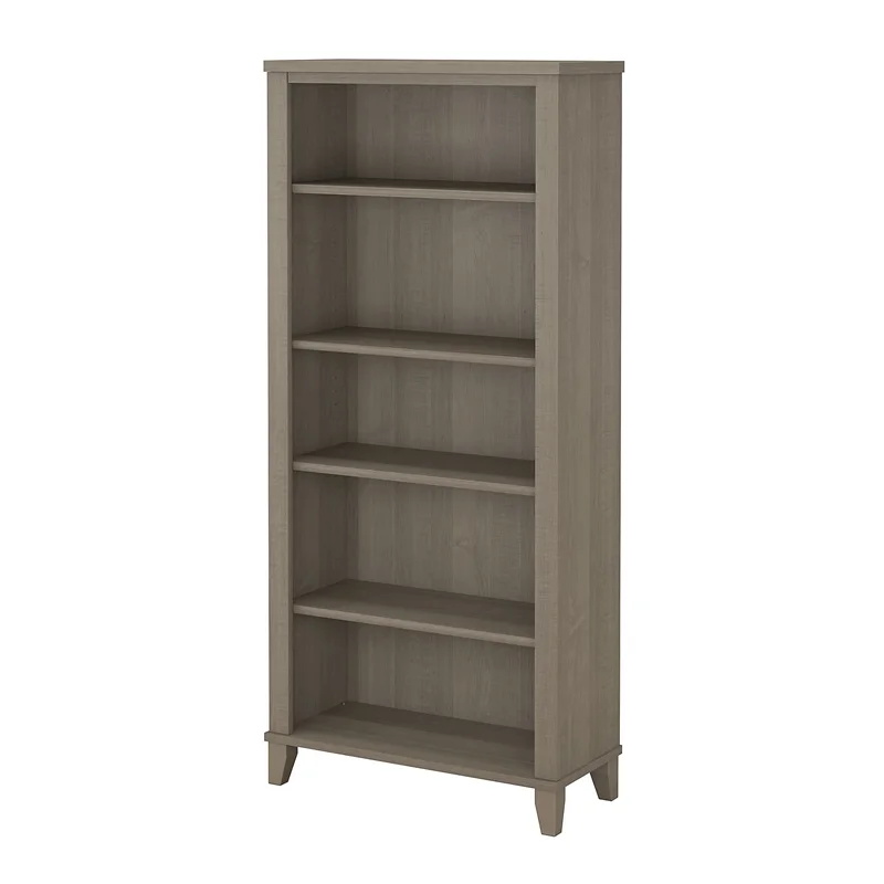 Scranton & Co Furniture Somerset 5 Shelf Bookcase in Ash Gray