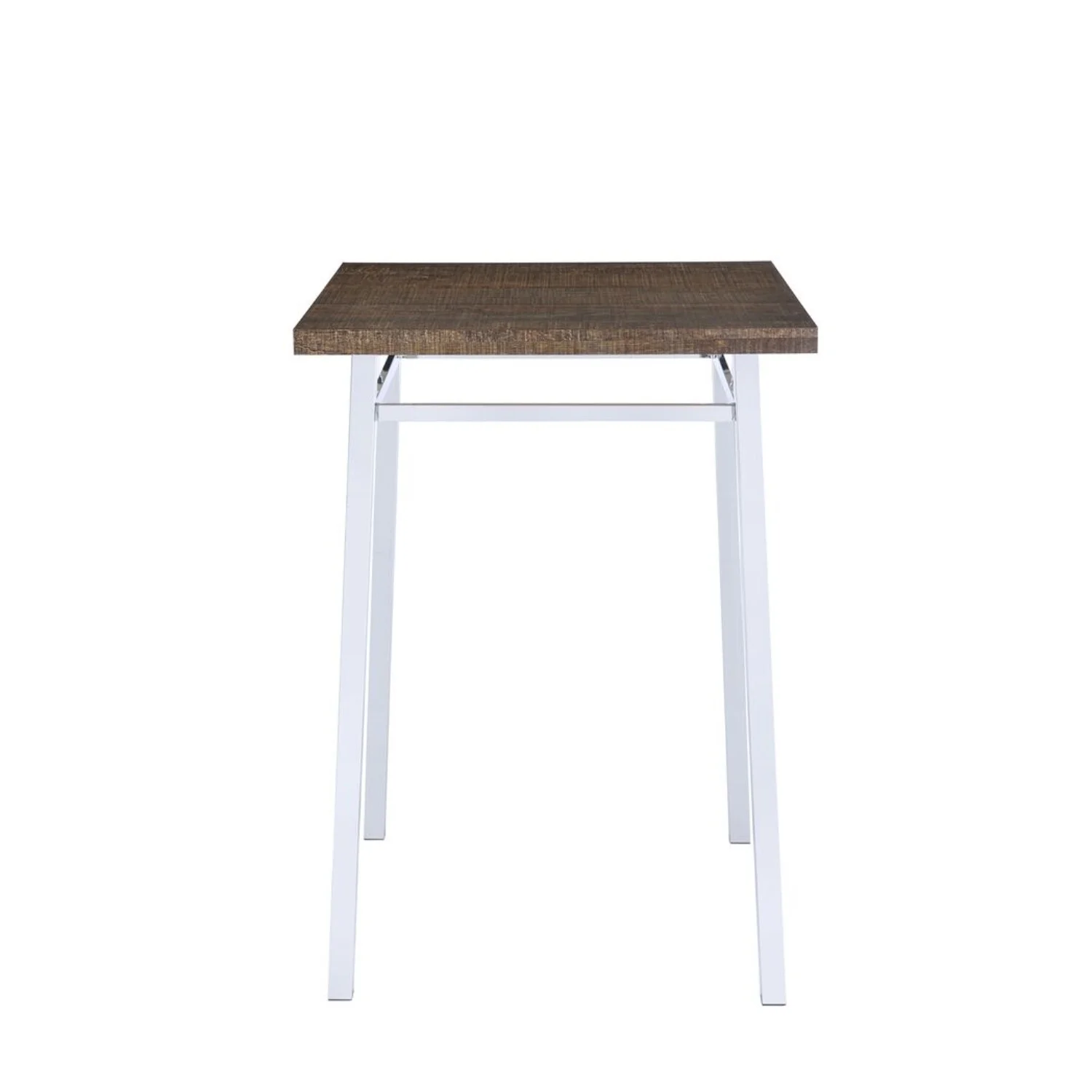 Benzara Contemporary Style Square Wood and Metal Bar Table, Brown and Silver