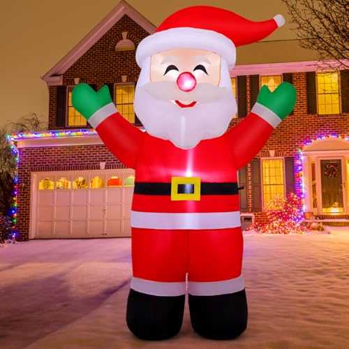 COMIN 5.2 FT Tall Christmas Inflatables Outdoor Decorations Blow Up Waving Santa Claus with Built-in LEDs for Christmas Indoor Outdoor Yard Lawn Garden Decorations