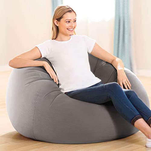 Intex 68579EP Beanless Bag Inflatable Lounge Chair: Corduroy Textured Flocking – Durable Vinyl – Folds Compactly – 220lb Weight Capacity – 45