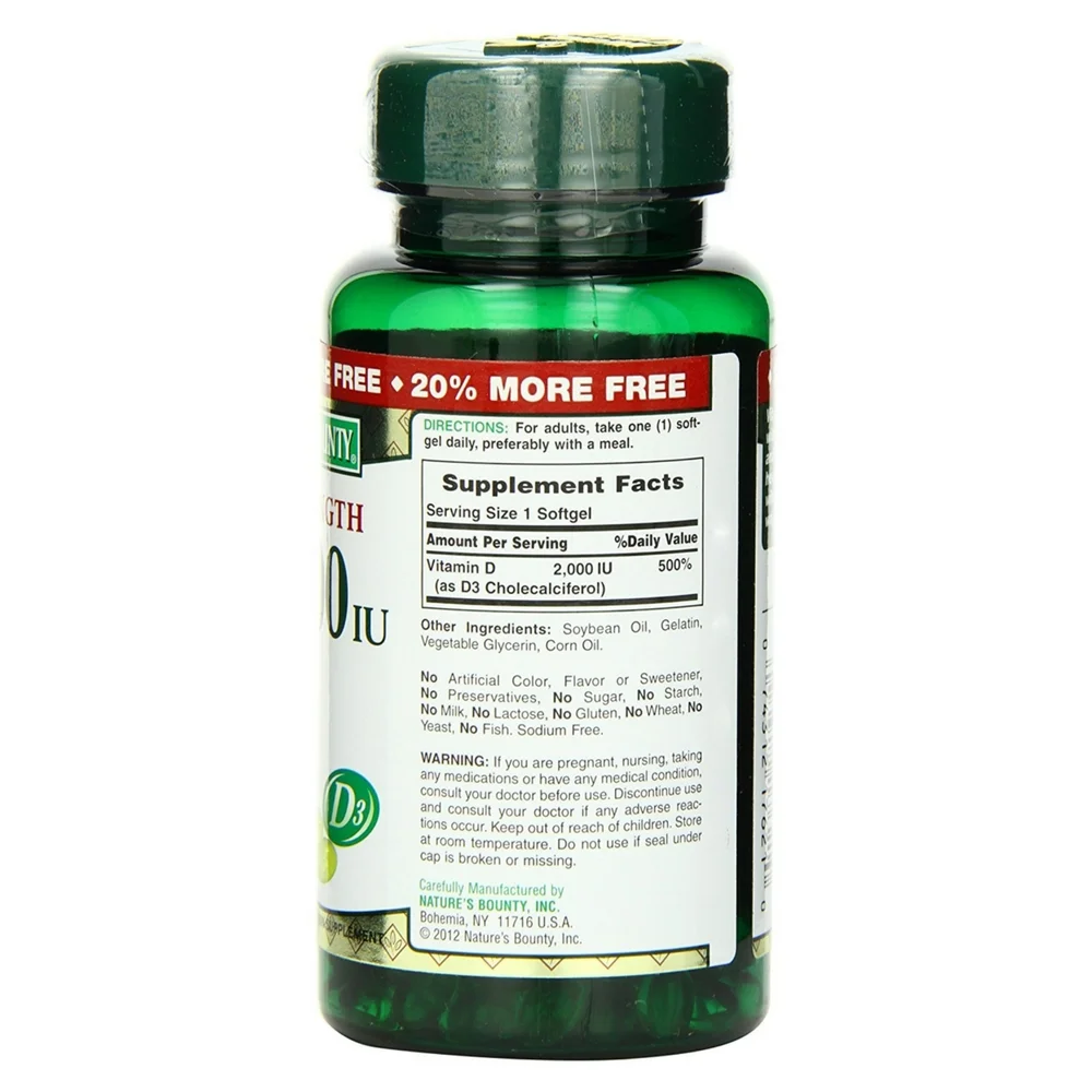 Nature's Bounty Vitamin D3 2000 IU Softgels 150 ea (Pack of 3)