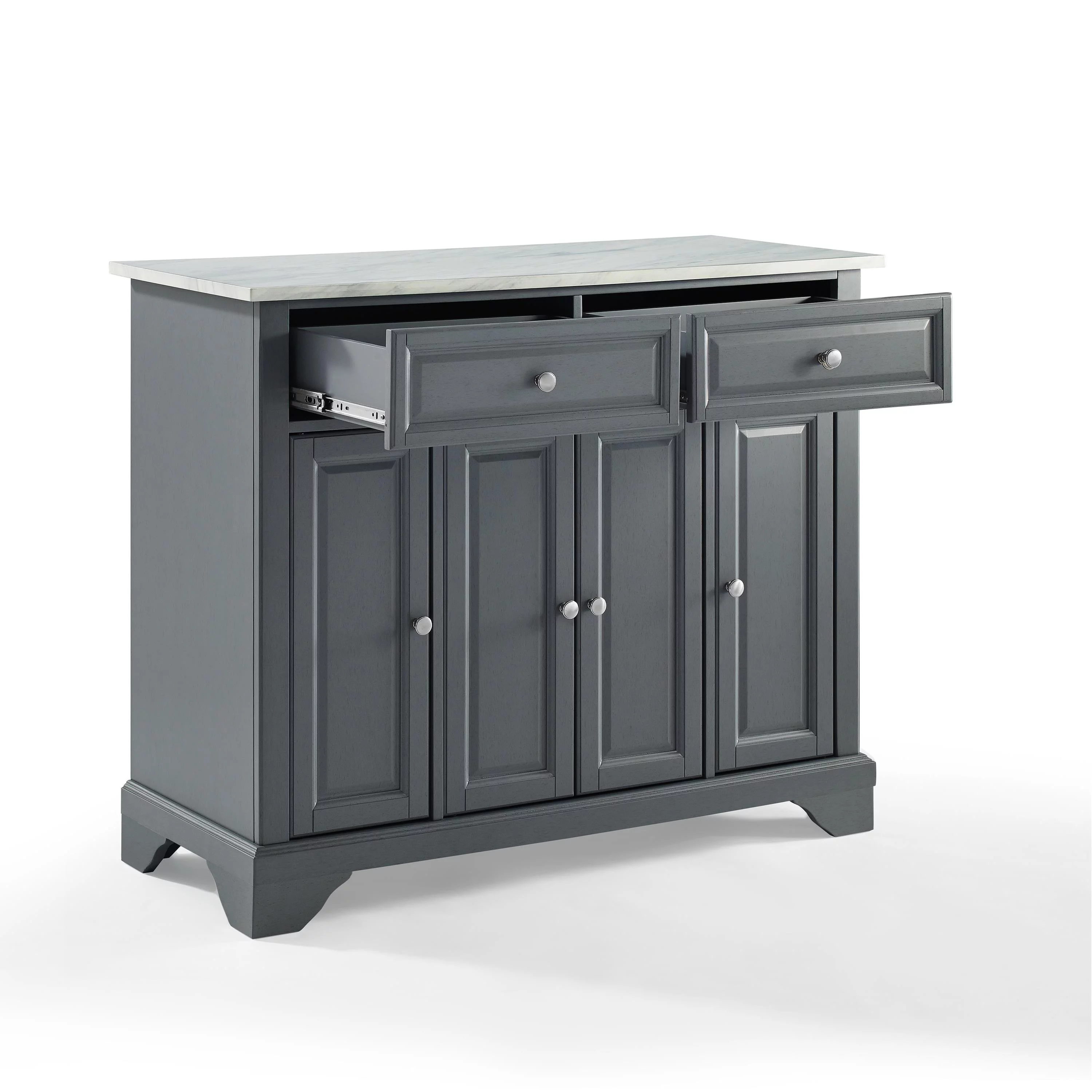 Crosley Furniture Avery Wood/Faux Marble Top Kitchen Island in Gray