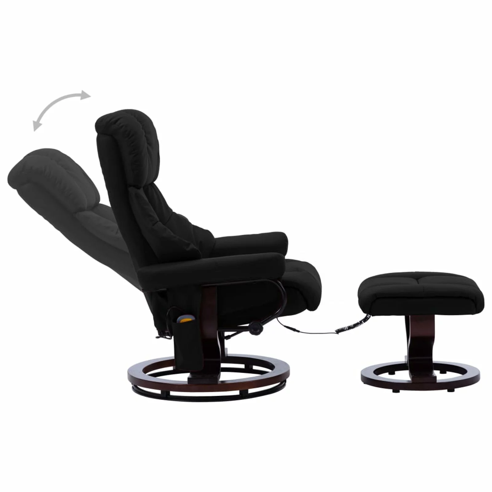Aibecy Massage Recliner with Ottoman Black Faux Leather and Bentwood