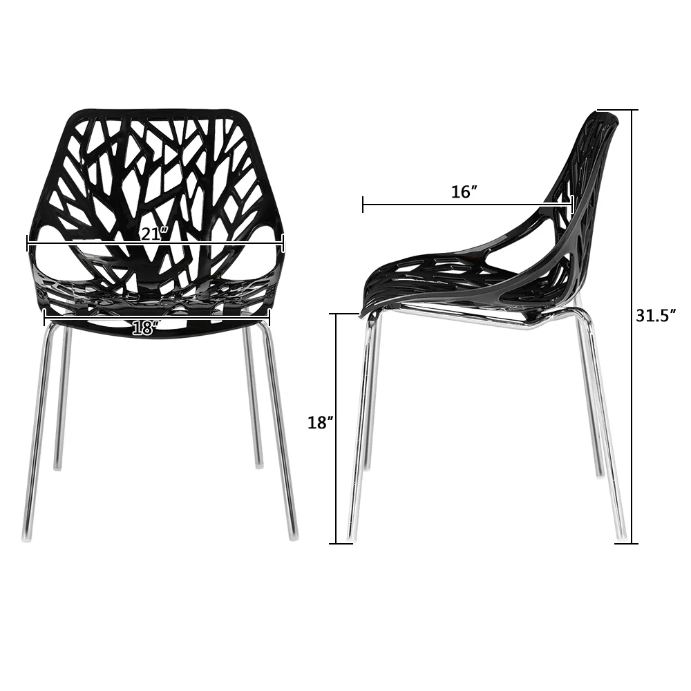 Ktaxon Dining Chairs (Set of 4)  Modern Nest Style Lounge Chairs Kid-Friendly Birch Chairs, Stackable Modern Chair Black