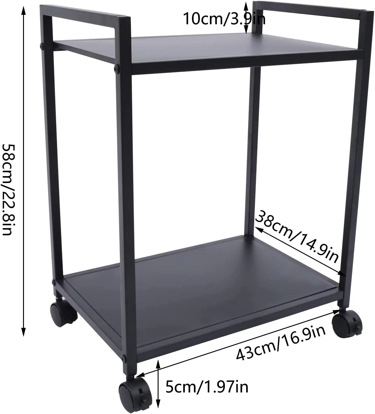 FETCOI Computer Tower Stand, 2-Tier Stand Stand with Lockable Wheels Under Desk for Office Home to Store Computer Hosts, Paper, Printers, Documents, Green Plants