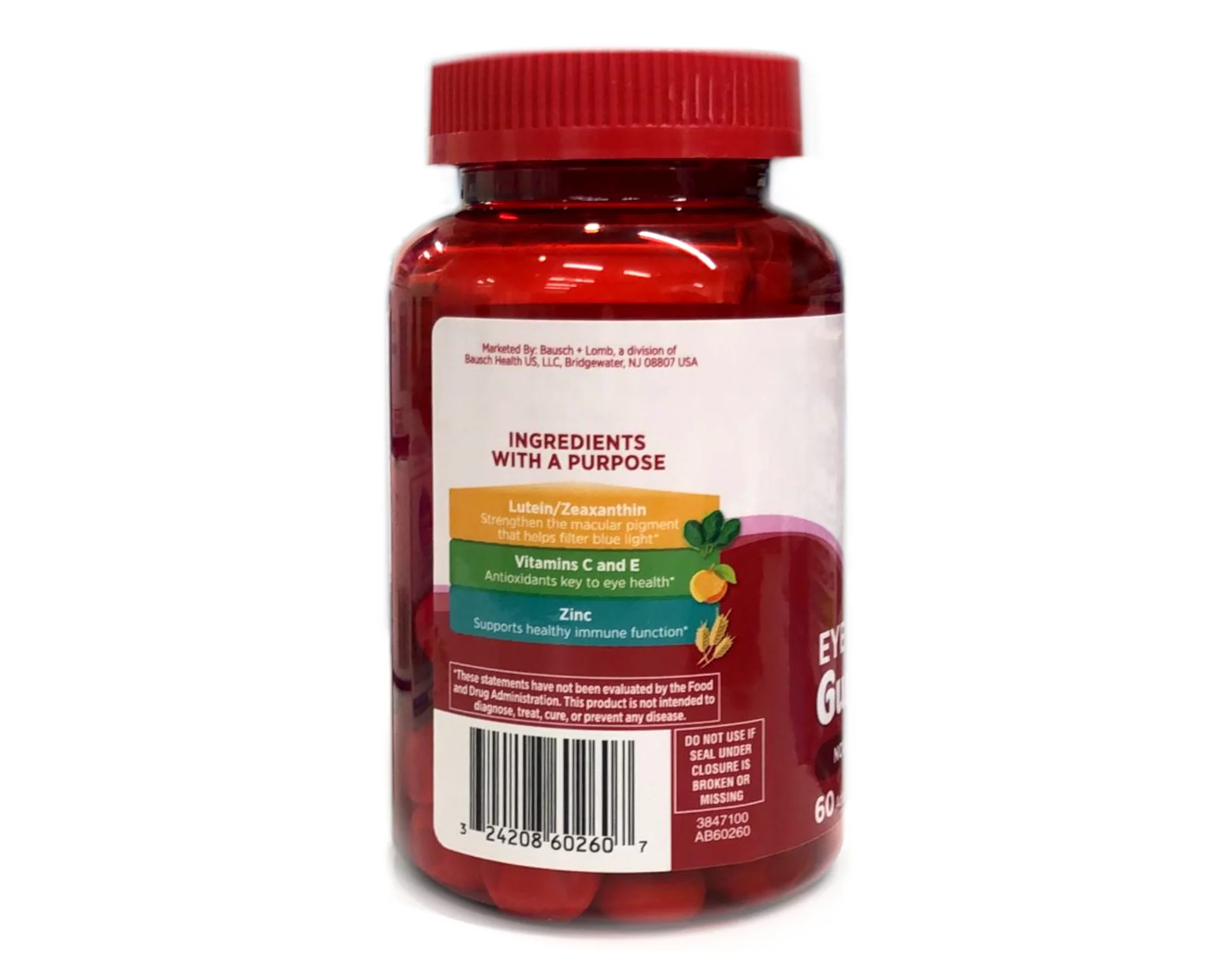 Ocuvite Eye Vitamin & Mineral Supplement, Eye Health Adult Gummies, Contains Lutein & Zeaxanthin, 60 Gummies, 4-Pack