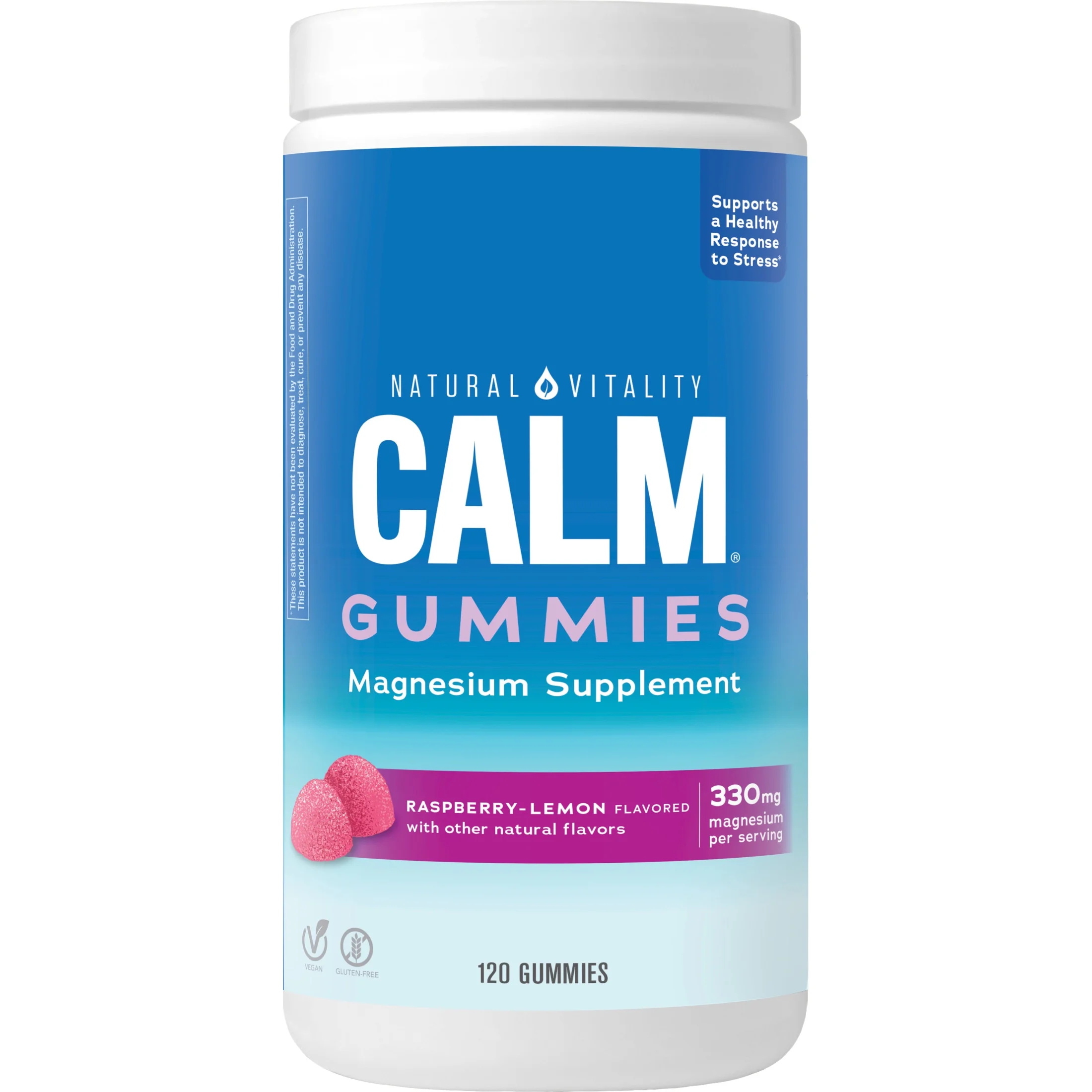 Natural Vitality Calm Magnesium Supplement Gummies, Raspberry Lemon, 120 Count