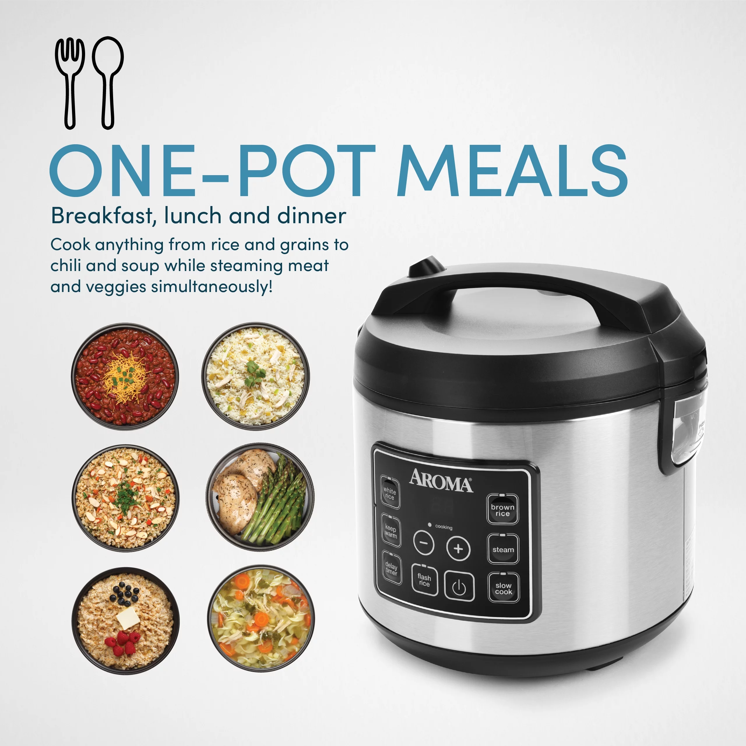 Aroma® 20-Cup Programmable Rice & Grain Cooker and Multi-Cooker, New