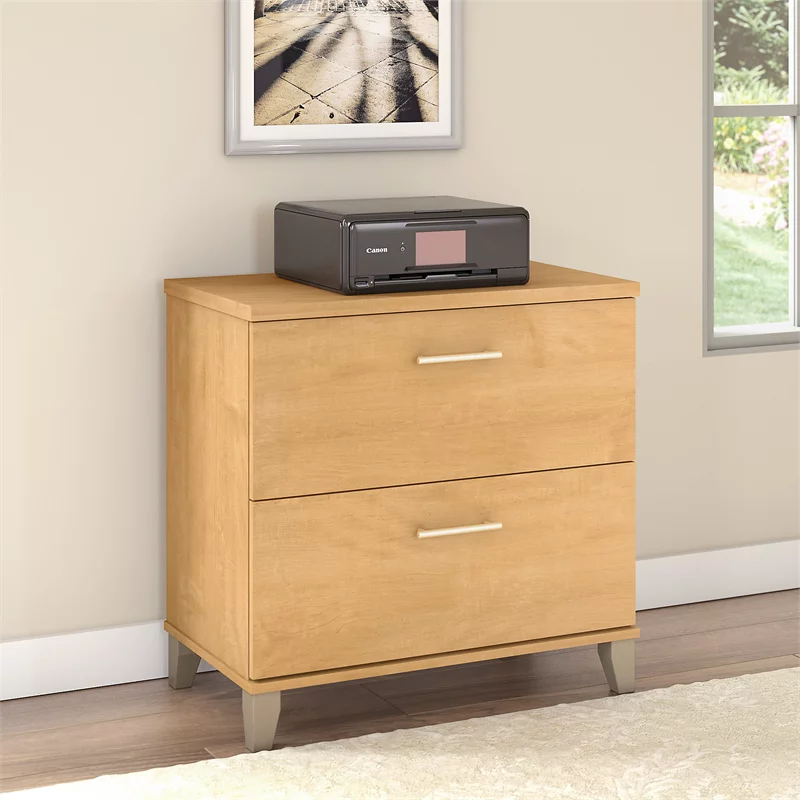 Home Square 2 Piece Wood Lateral Filing Cabinet Set in Maple Cross