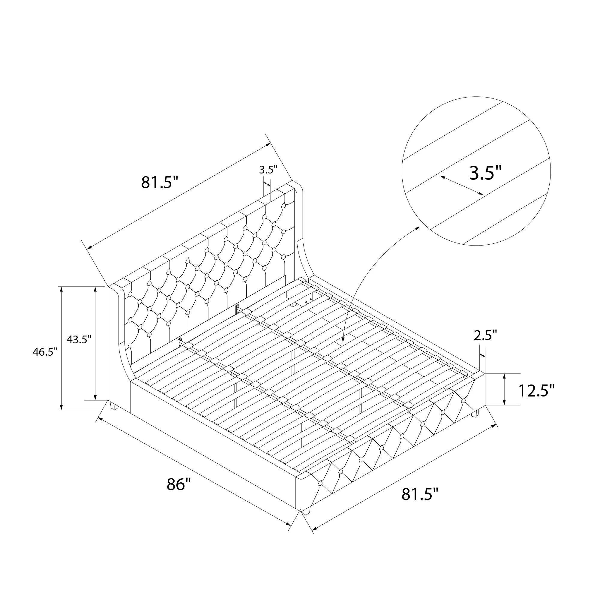 CosmoLiving by Cosmopolitan Mercer Upholstered Bed, Light Gray Linen, King