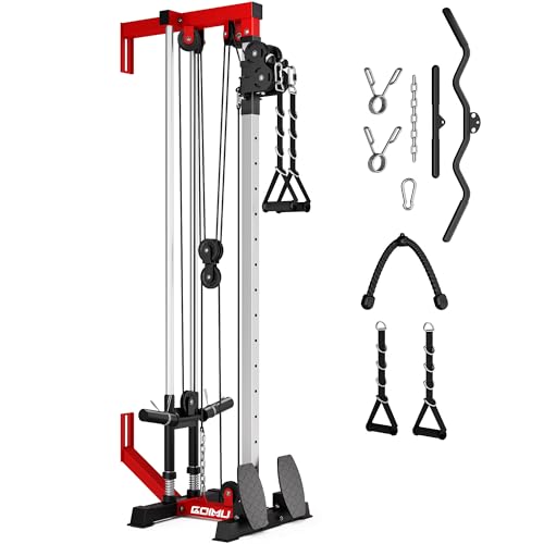 Wall Mount Cable Station, WM1 Cable Crossover Machine with 17 Positions, High and Low Cable Crossover Machine with Removable Footplate for Garage Home Gym