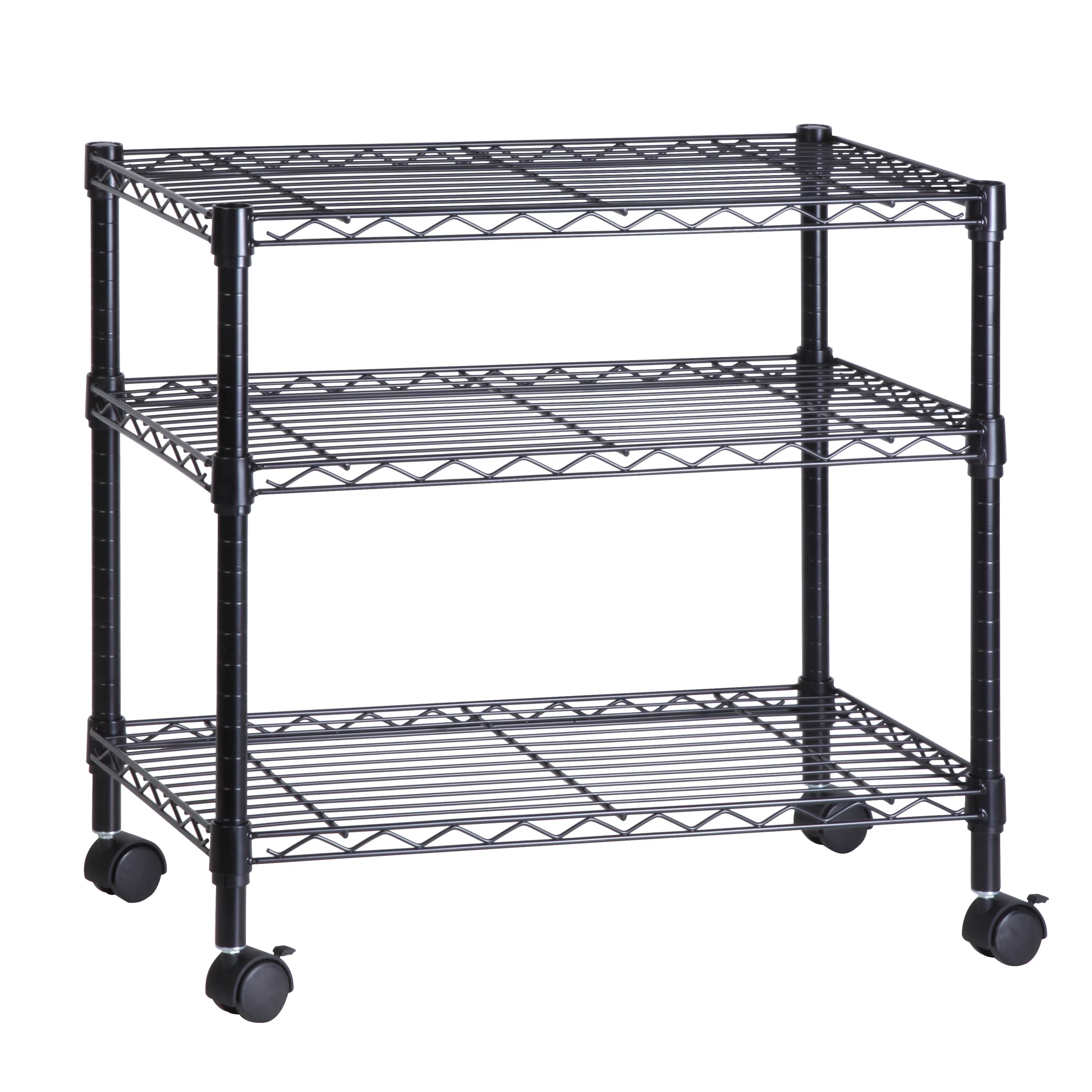 Honey-Can-Do 3-Tier Metal Rolling Adjustable Media Cart, Black