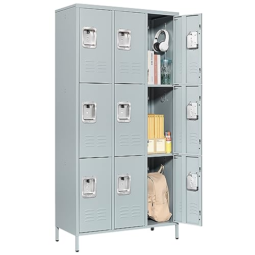 Letaya Metal Lockers for Employees-3 Door Storage Locker with Shelves and Lockable Steel Cabinet for School,Gym,Office,Staff (Gray & White, 3 Door)