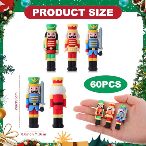 Chunful 60 Pcs Mini Christmas Nutcrackers Figures Miniature Nutcrackers Nutcracker Soldier Figurines Christmas Decorations for Tree Tabletop Home Collectible Decor Party Favors Gifts(Three Designs)