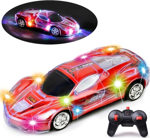 Haktoys 2-Pack Remote Control Sports Cars: Set of Two Radio Control Racing Toy Vehicles with LED Flashing Lights - Perfect for Two Players