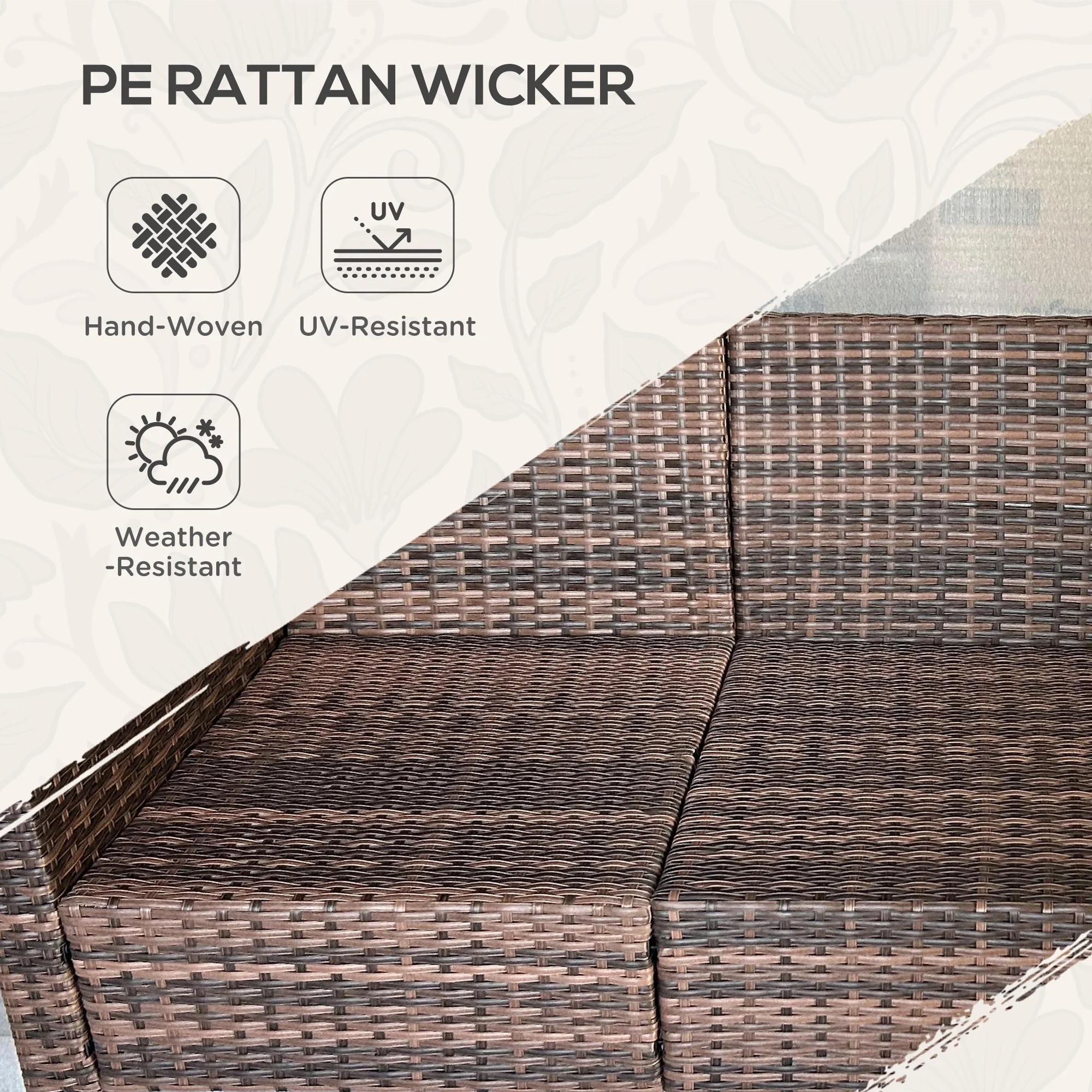 Outsunny 6pc Patio Furniture Set with Couch, Swivel Rocking Chairs, Brown