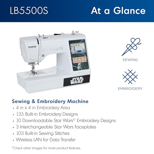Brother LB5500M Marvel 2-in-1 Combo Sewing & Embroidery Machine, 16.5 x 7.76 x 12.1 inches, White