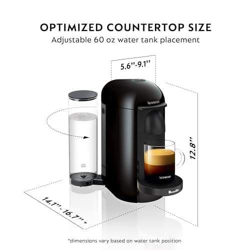 Nespresso Vertuo Plus Coffee and Espresso Maker by Breville, Ink Black with Aeroccino Milk Frother