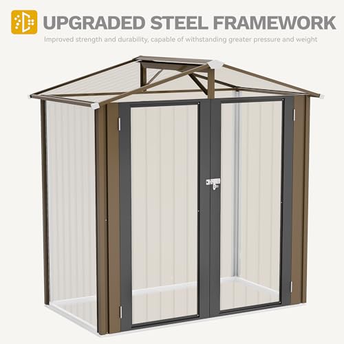 DWVO 6x4ft Storage Shed for Outdoors, Metal Sturdy Weatherproof Tool Locker with Secure Door and Ventilation for Equipment, Mowers, Bikes, Outdoor Spaces, Dark Gray