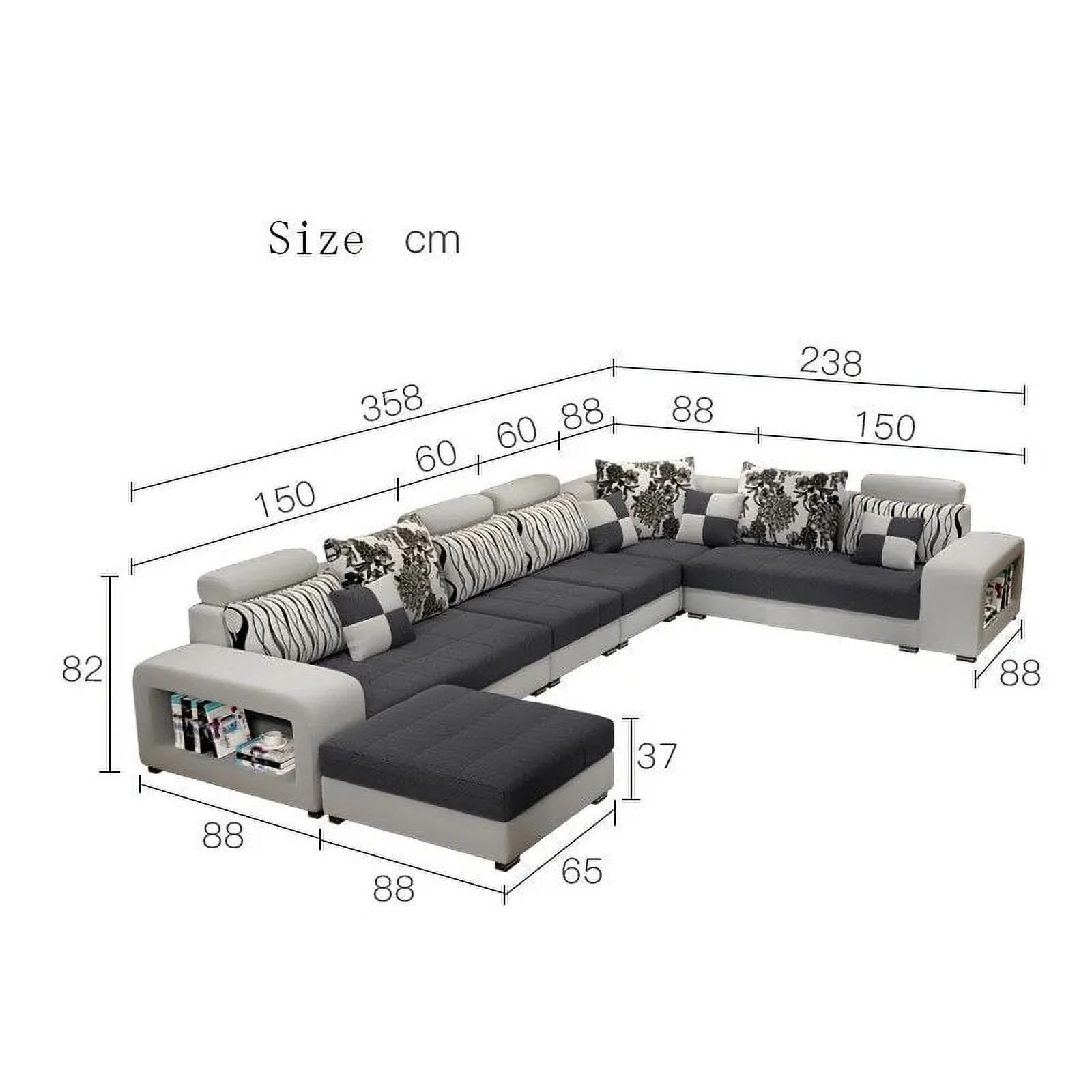 Living Room Furniture Modern Fabric Sofa European Sectional  Set 1909