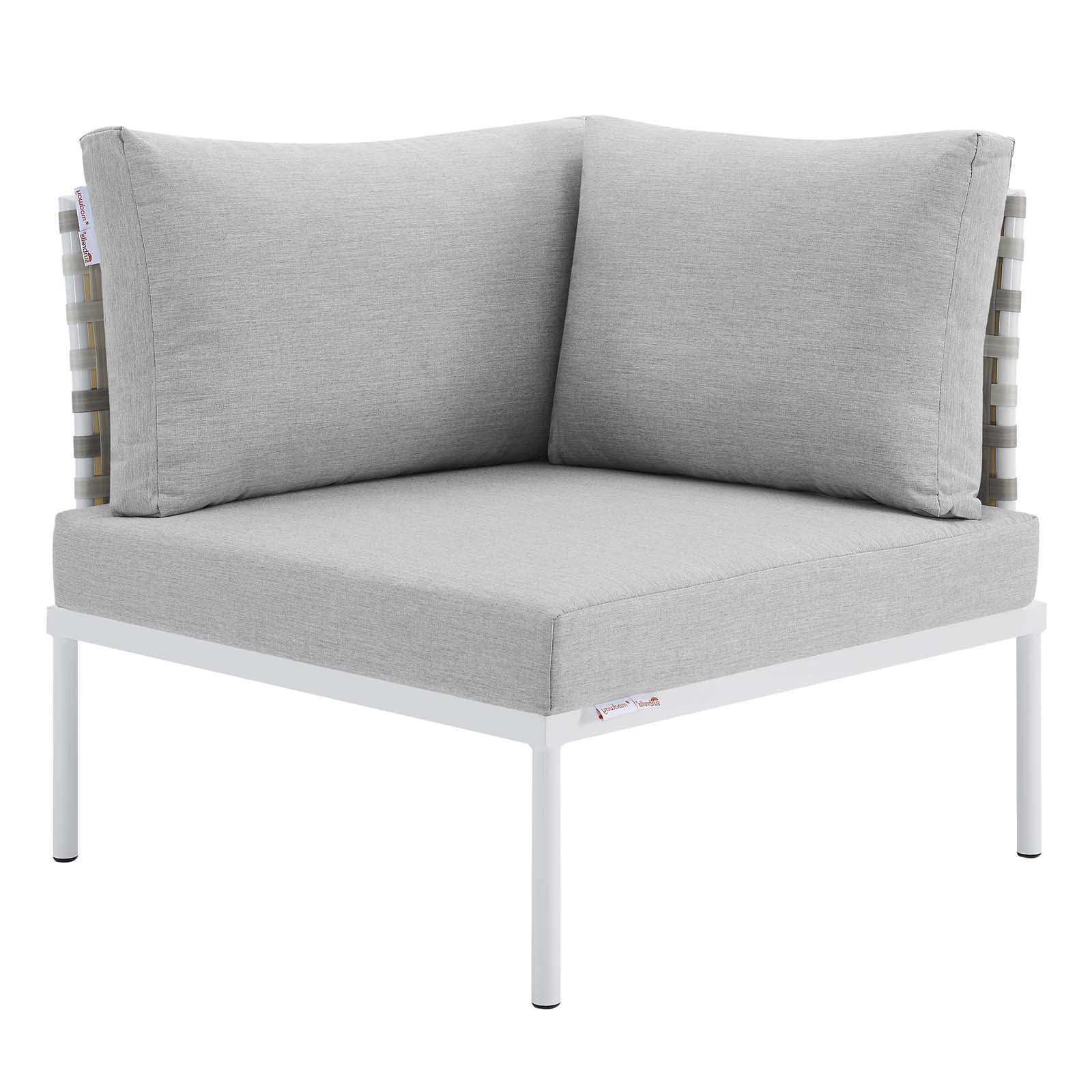 Sofa Corner Chair, Sunbrella, Aluminum, Metal, Steel, Grey Gray, Modern Contemporary Urban Design, Outdoor Patio Balcony Cafe Bistro Garden Furniture Hotel Hospitality