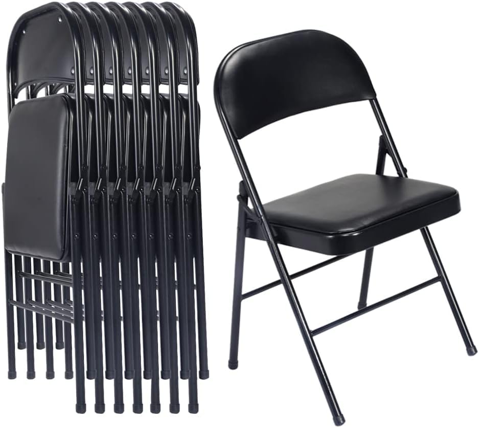 Simpli-Magic Folding Chairs with Padded Cushion and Back, Padded Folding Chairs (6 Pack) for Home and Office, Indoor and Outdoor Events