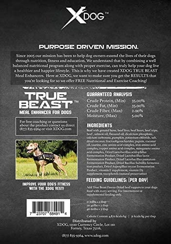 Xdog True Beast Dog Food Toppers - Freeze Dried Beef | Made with Pasture Raised Beef, Organs, & Ground Bone | Perfect for Picky Eaters | Plus Pre and Probiotics for Dogs Digestive Health (10 oz)