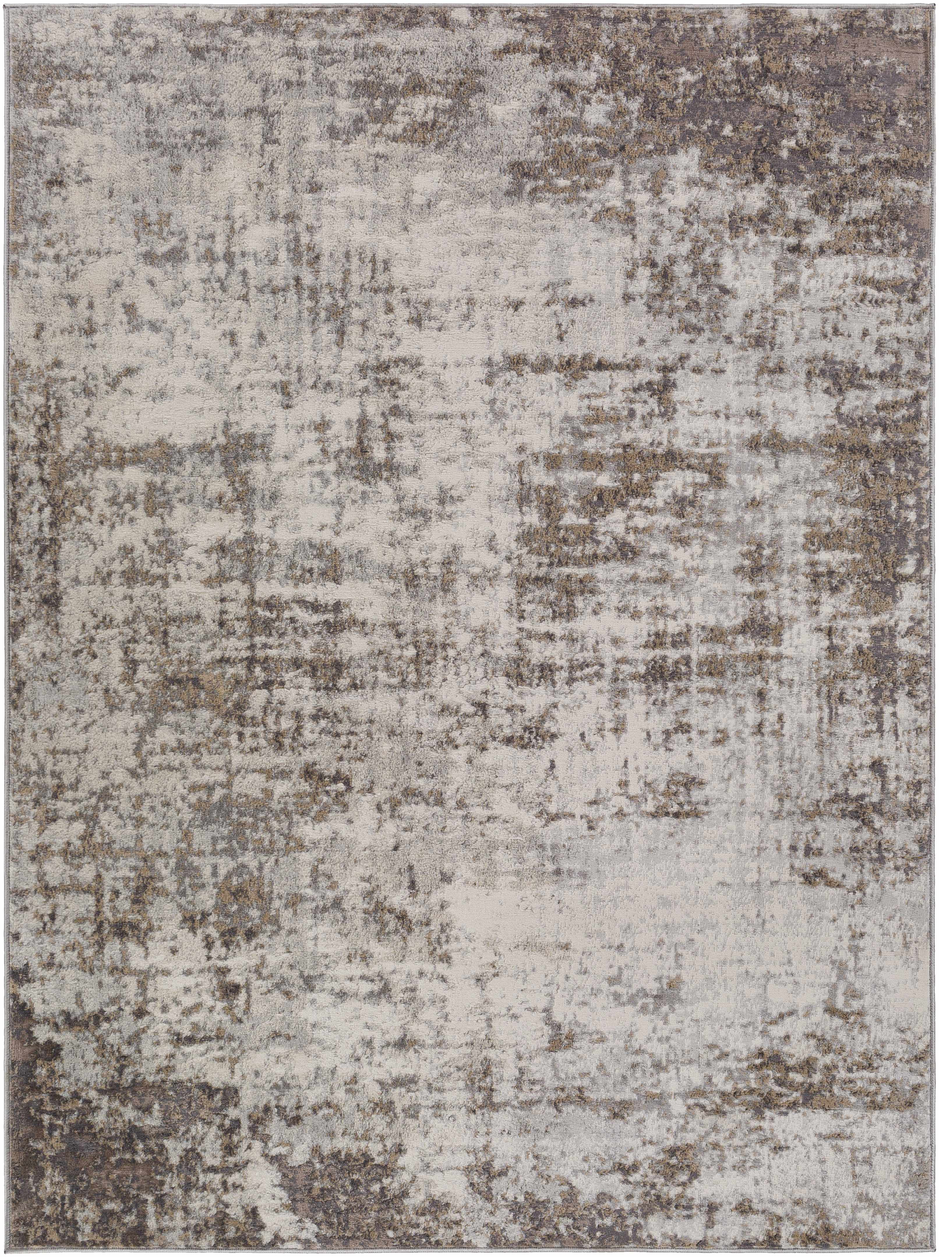 Hauteloom Gerona Neutral Abstract Living Room Bedroom Dining Room Runner Rug - Modern Distressed Bohemian Carpet - Beige, Cream, Brown, Gray - 2'7