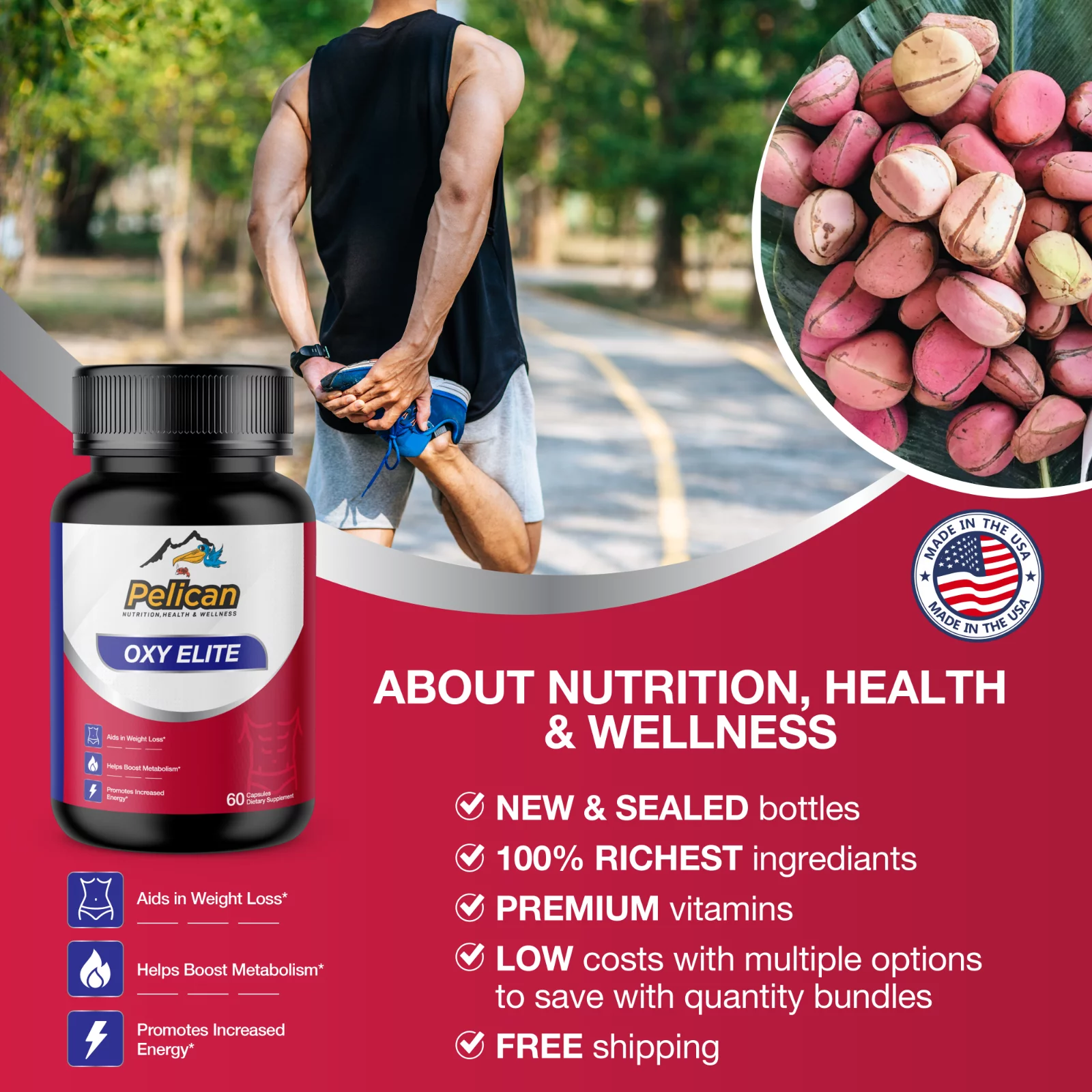 Oxy Elite,Muscle Fat Burner Weight Loss-2 Bottles-120 Capsules-Pelican Vitamins