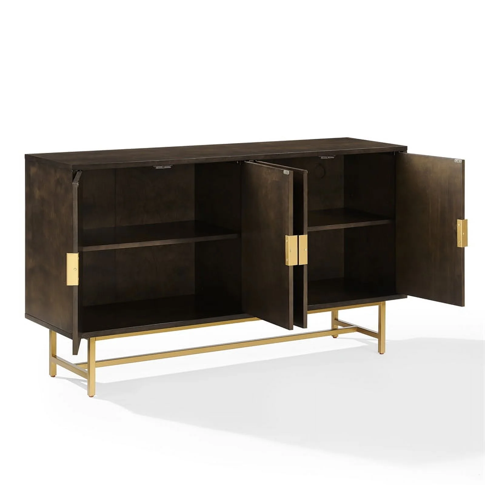 Crosley Furniture Blair Mid-Century Wood/Steel Sideboard in Dark Brown/Gold