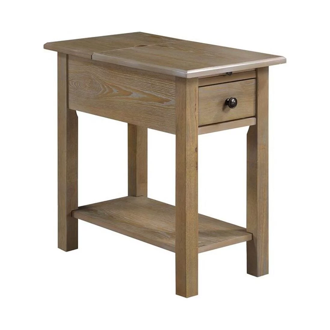 Sutton Side Table with USB Charging Station in Driftwood