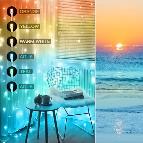 suddus Curtain Lights for Bedroom, 200 Led Hanging String Light Outdoor, Fairy Curtain Lights Indoor for Christmas, Dorm, Wall, Backdrop, Window, Wedding, Party, Birthday Decor, Warm White