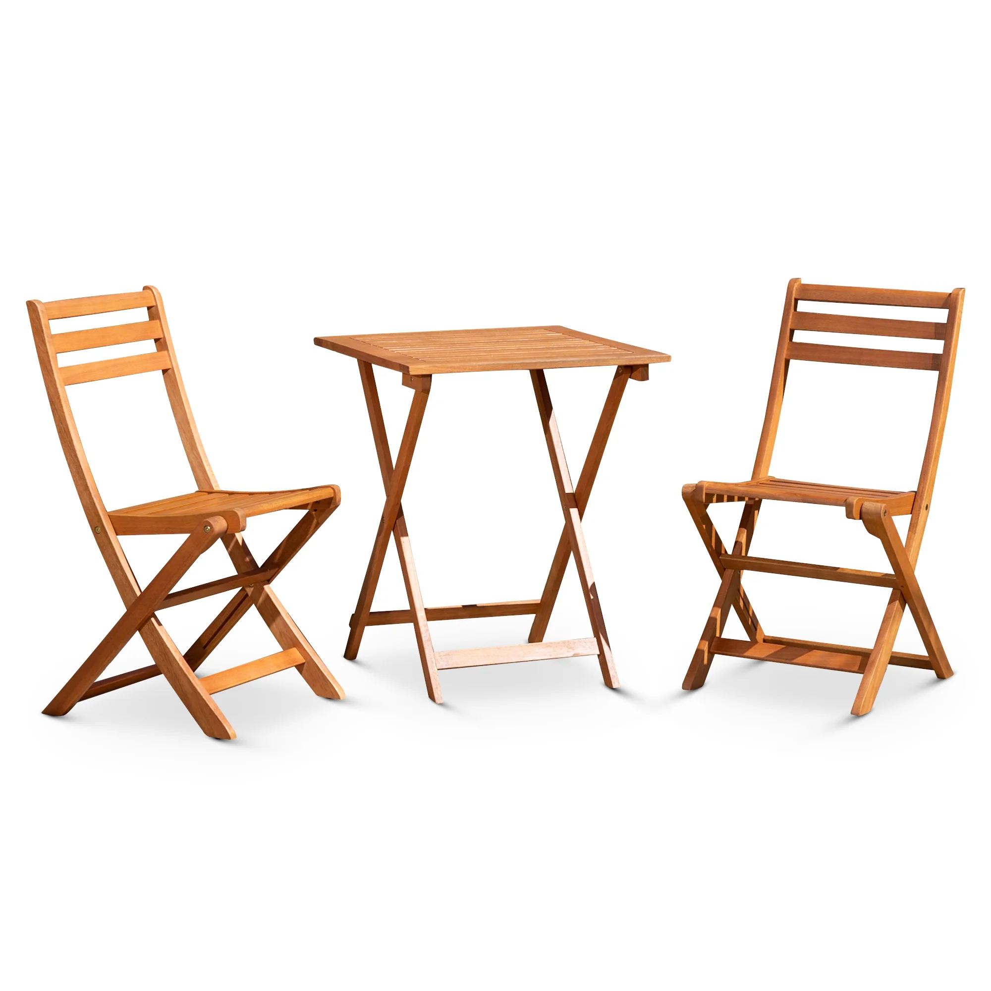 3-Piece Eucalyptus Bistro Set, Square, Natural Oil