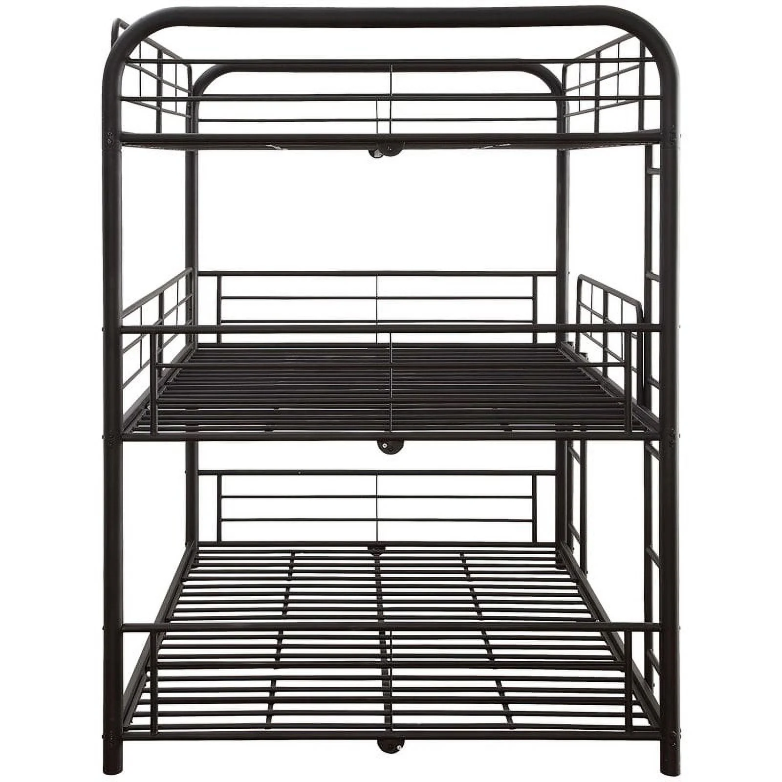 Bowery Hill Full Triple Metal Bunk Bed in Sandy Black