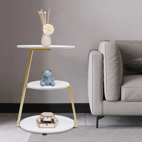 3-Tier End Table Living Room Sofa Side Snack Table Coffee Tray Under Sofa Table