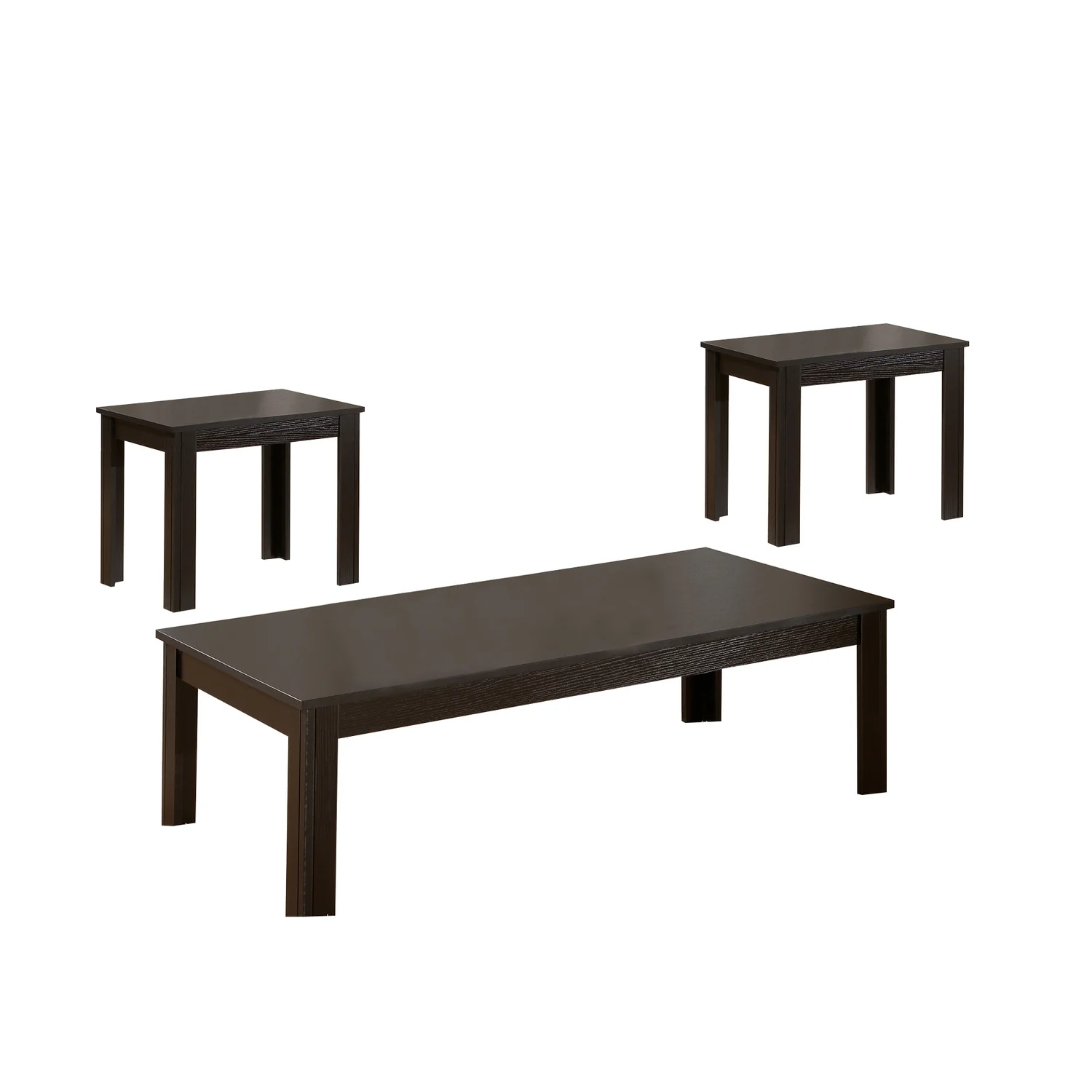 Maykoosh Beachy Beauty 3 Piece Occasional Table Set, 1 Coffee Table, 2 End Tables, Black Wood
