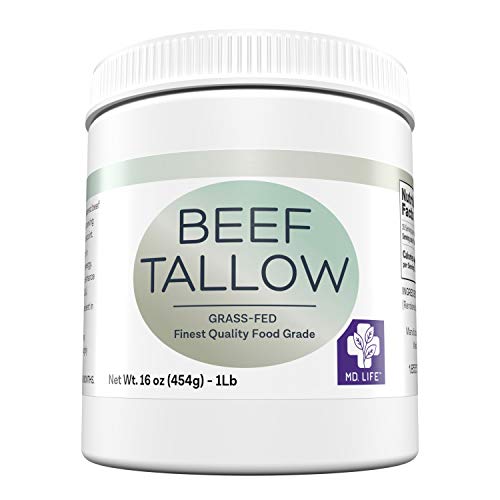 MD.LIFE BEEF TALLOW MD. Life Beef Tallow for Cooking - Food Grade Grass Fed Beef Tallow for Cooking Oil Replacement - 24 Pounds - Pasture Raised Keto Friendly Beef Tallow- Used to Make Candles & Soaps