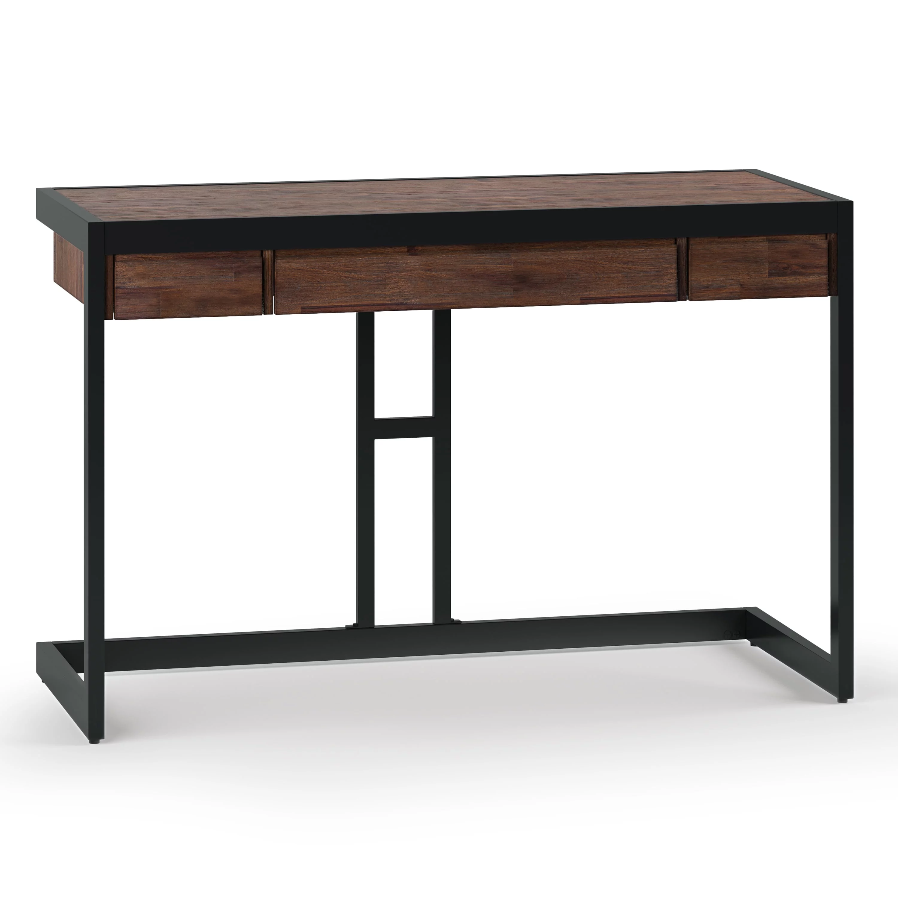Simpli Home Erina Wood Small Desk in Distressed Charcoal Brown