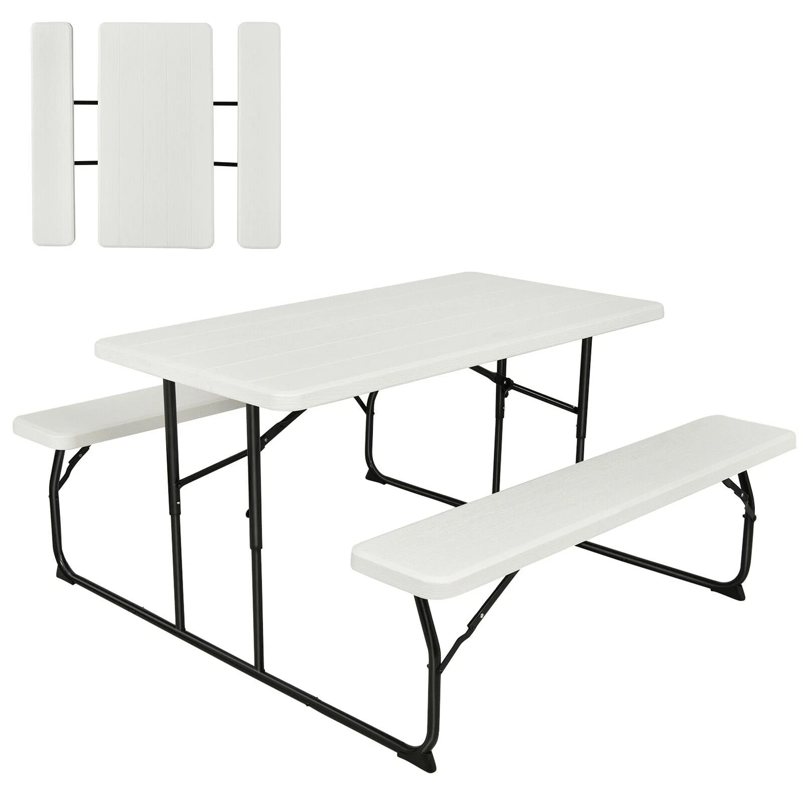 Portable Picnic Table - Indoor and Outdoor Picnic Bench - White
