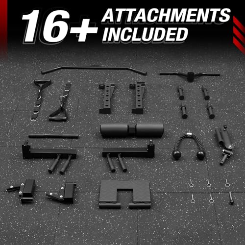 Mikolo Smith Machine, 2200lbs Squat Rack with LAT-Pull Down System & Cable Crossover Machine, Training Equipment with Leg Hold-Down Attachment