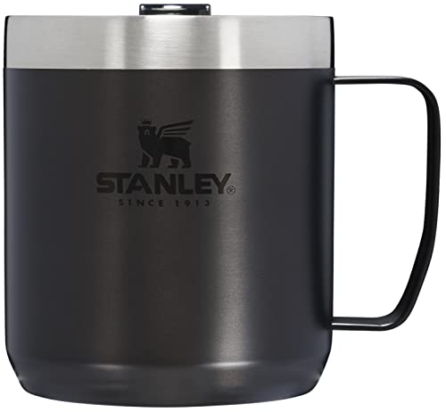 Stanley Stay-Hot Camp Mug 12 oz | Press Fit Drink Through Lid | Cup for Coffee, Tea and Drinks | Insulated Stainless Steel Coffee Mug | BPA-Free | Charcoal Glow