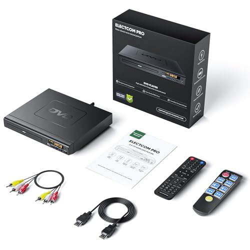 DVD Players for TV with HDMI, DVD Players That Play All Regions, Simple DVD Player for Elderly, CD Player for Home Stereo System, Included HDMI and RCA Cable