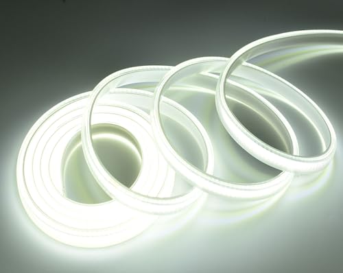 SUYOOULIN LED Strip Lights, 30ft/9m AC110-130V High Density 2592 LEDs COB Light Strip, 26000LM Super Bright Dimmable Waterproof LED Rope Light (Cool White 6500K)