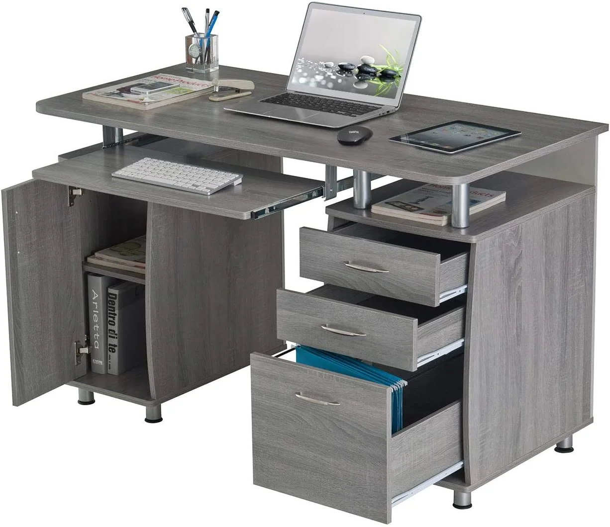 Small Computer Desk In Gray