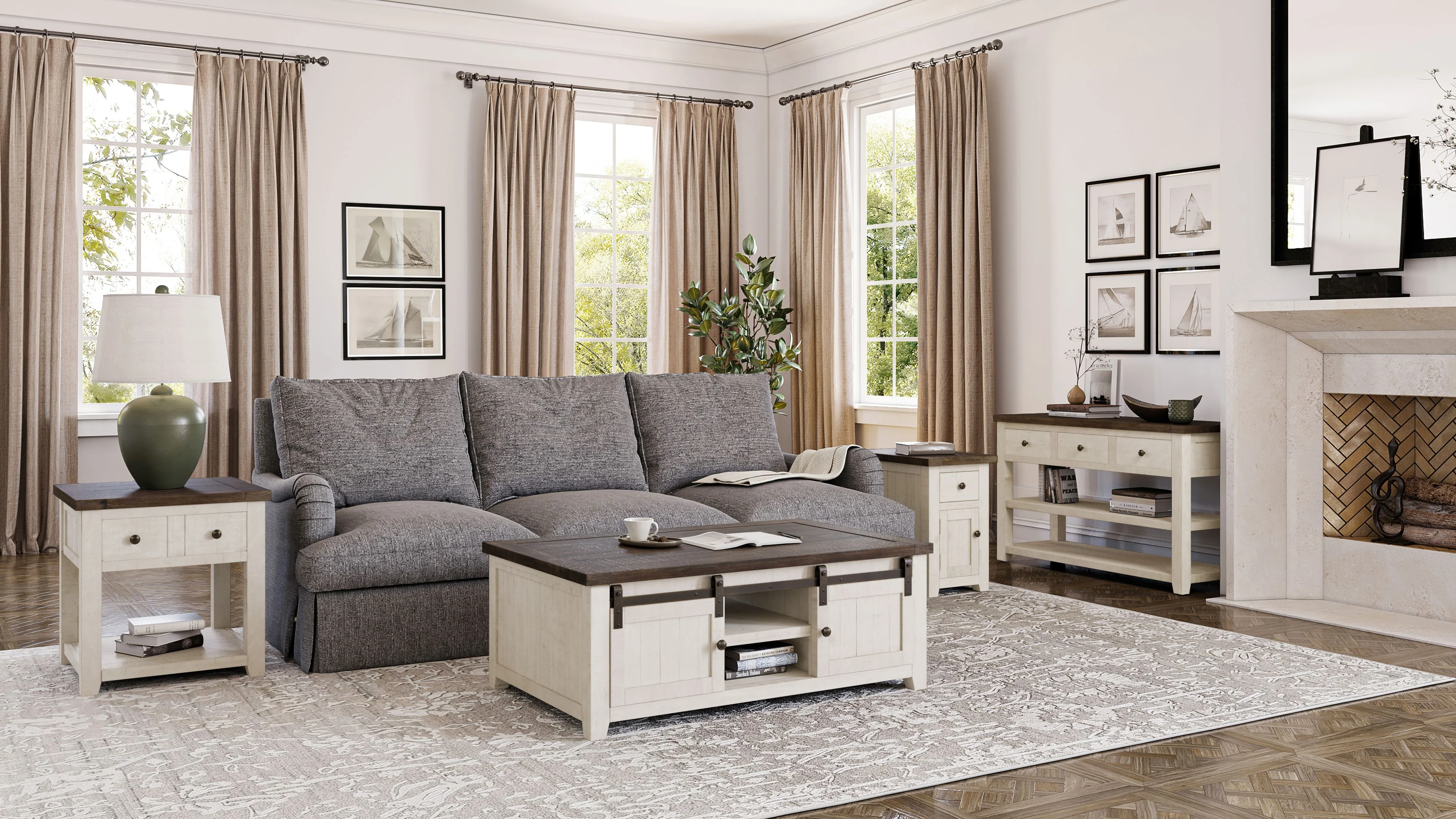 Jofran Madison County Rustic Reclaimed Pine Farmhouse Harris 50