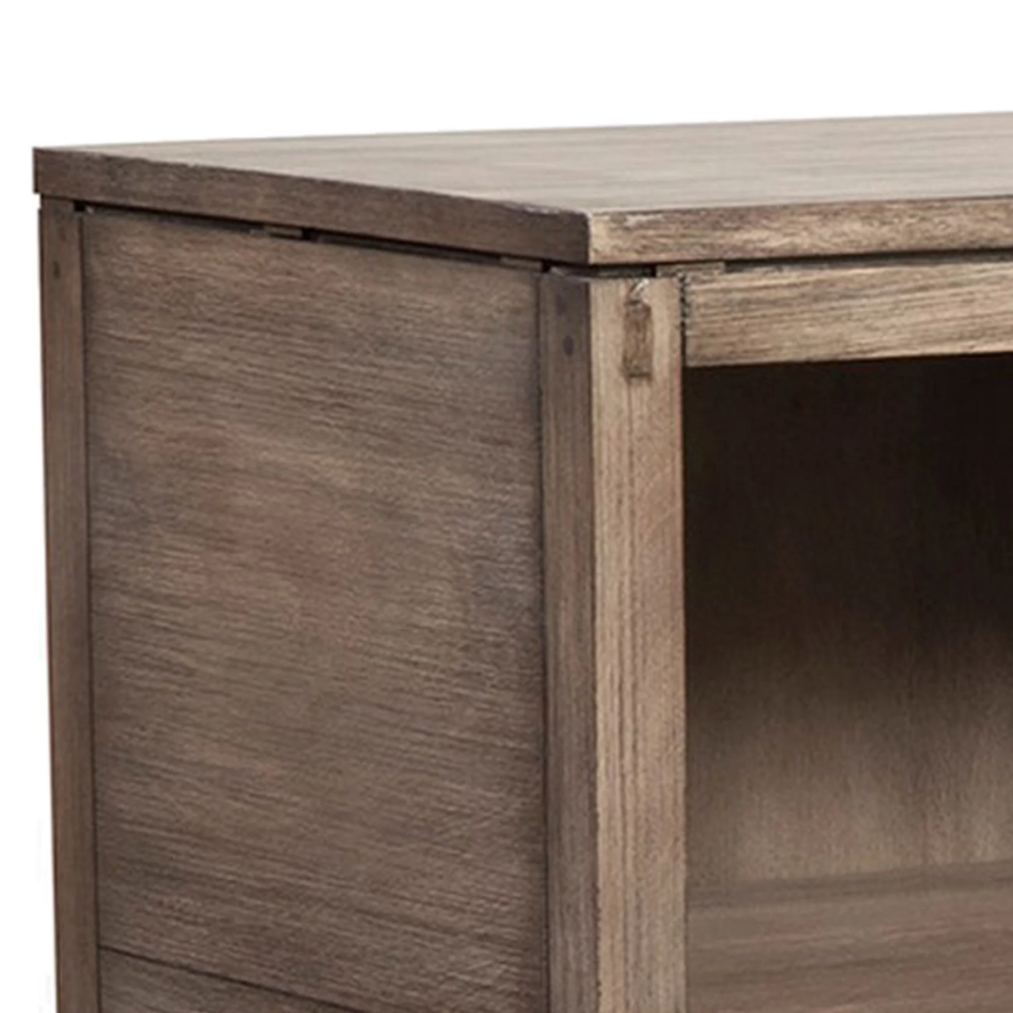 Benjara 42 Inch TV Media Chest, 4 Drawers, Gray Mahogany Wood Frame, Felt Lining