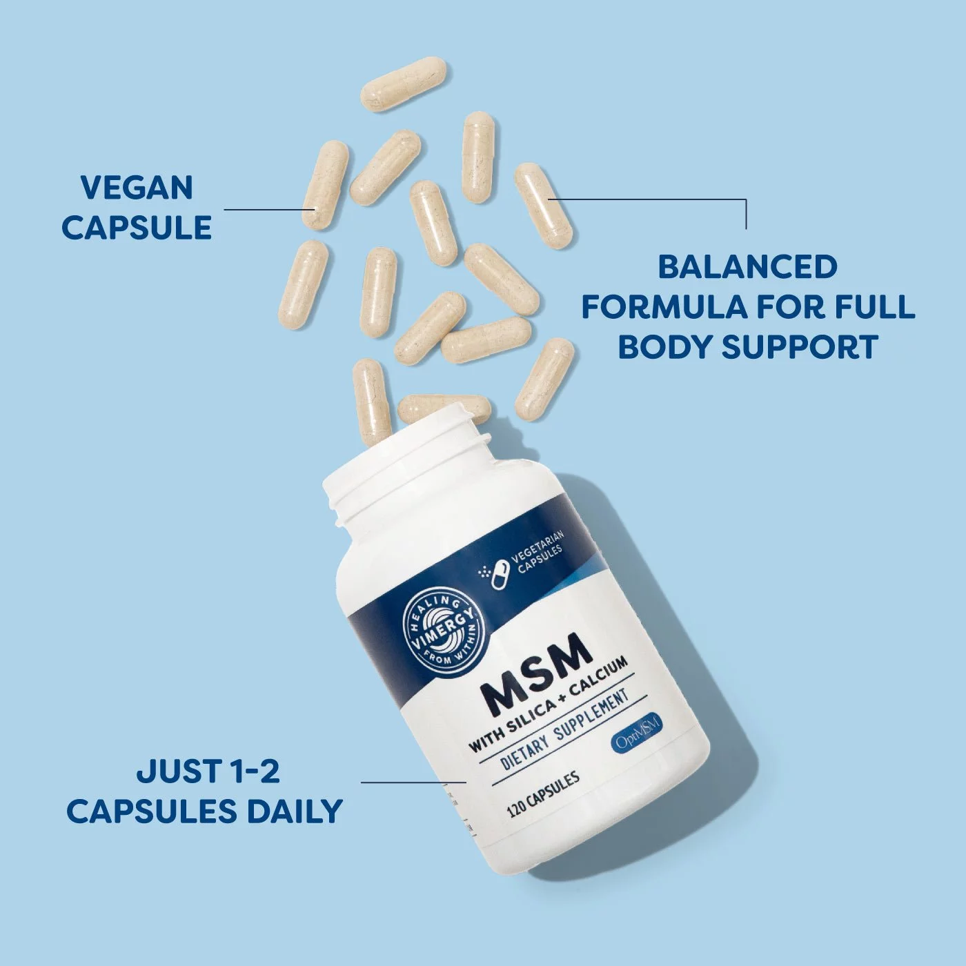 Vimergy MSM with Silica + Calcium Capsules, 120 Servings