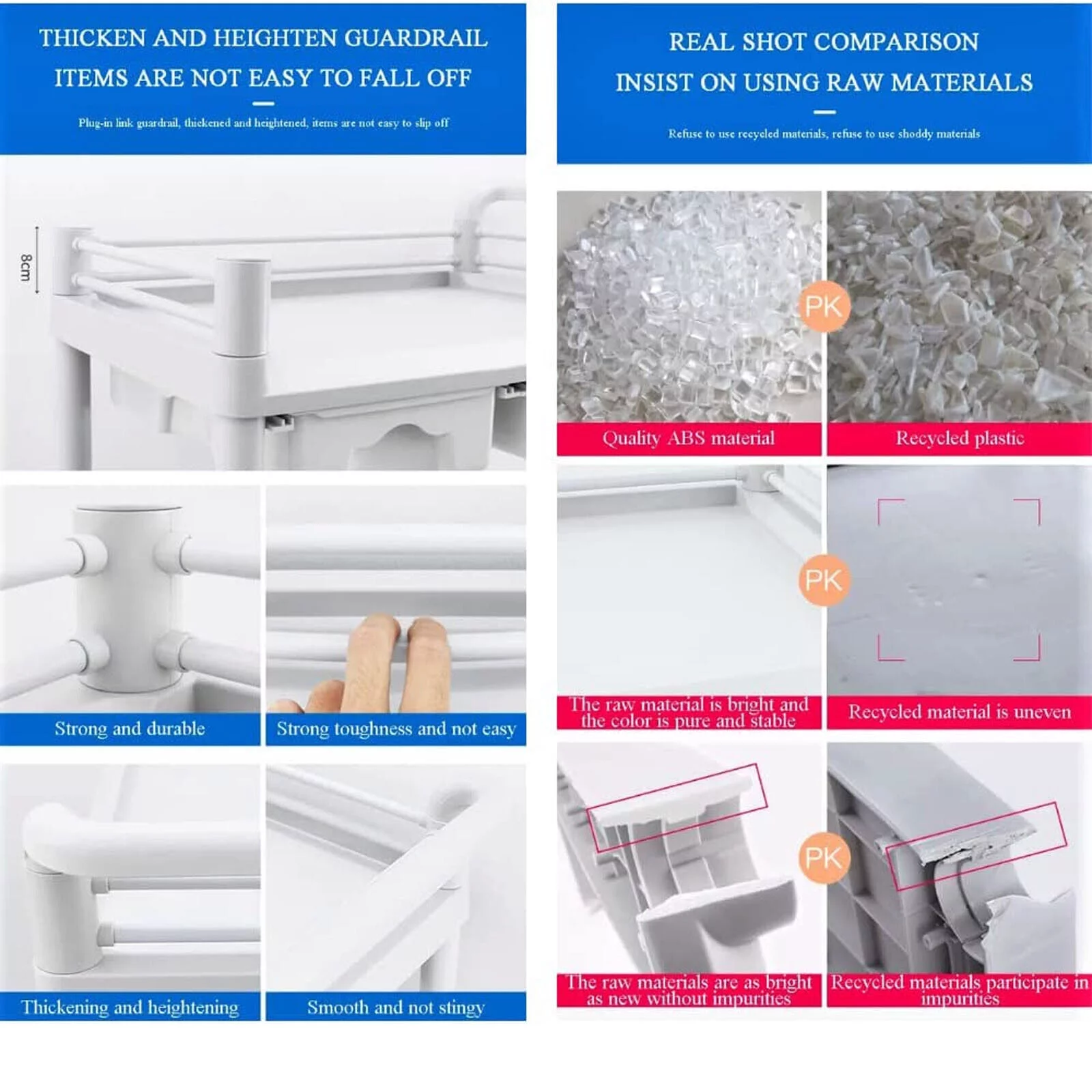 Medical Trolley Cart 3 Tier 330 Lbs Spacious Beauty Salon Rolling Utility Cart