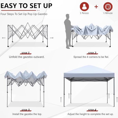 ABCCANOPY Pop Up Canopy - Outdoor Patio Portable Canopy Tent Heavy Duty for Backyard and Deck with 4 Sandbags(White, 10x10)